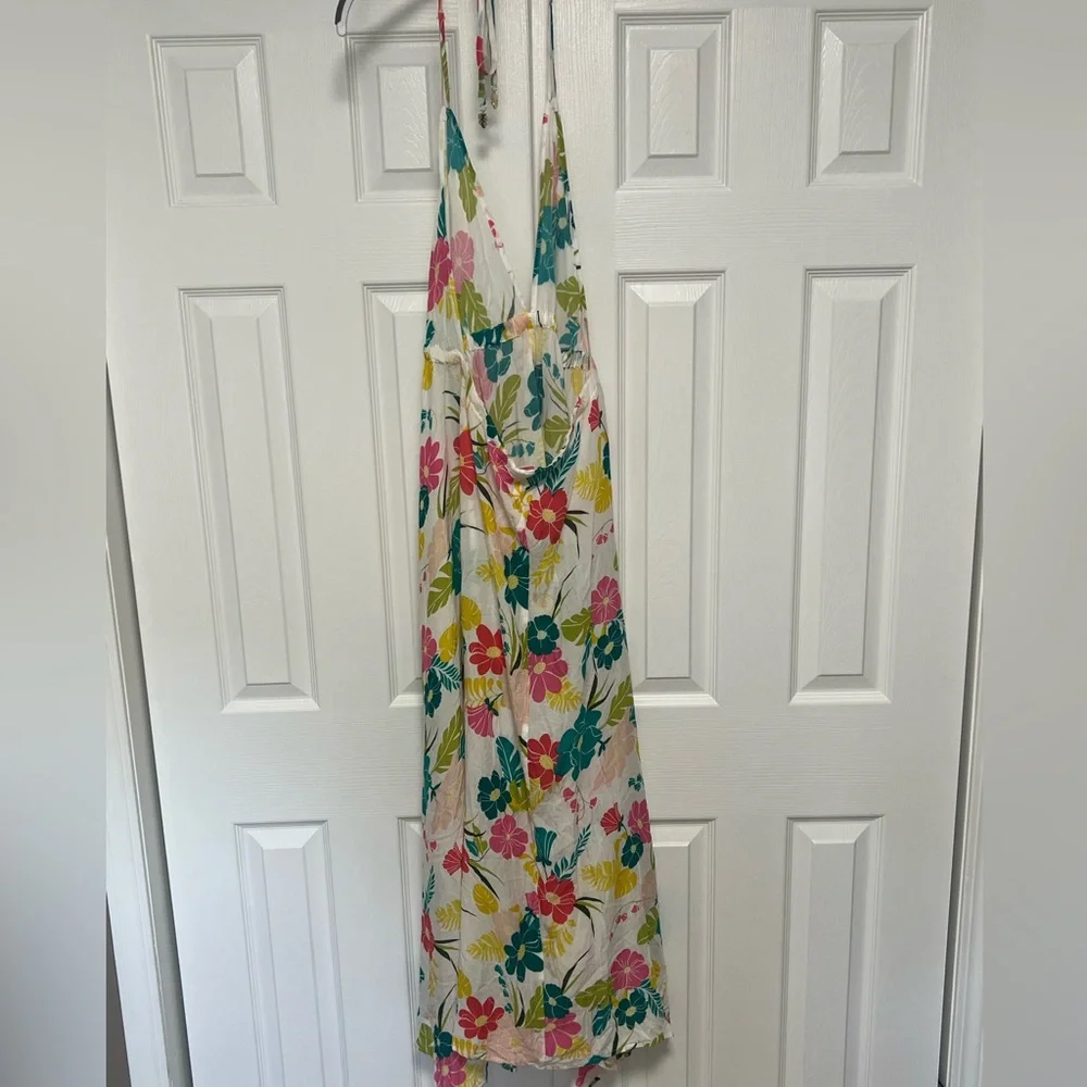 Kate Spade New York Tropical Floral Halter Maxi Dress cover up size Large - Picture 10 of 13